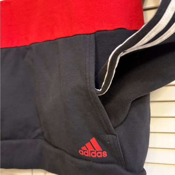 Adidas Boys Sz L 14/16 Red and Black Hoodie Sweatshirt - Picture 5 of 10